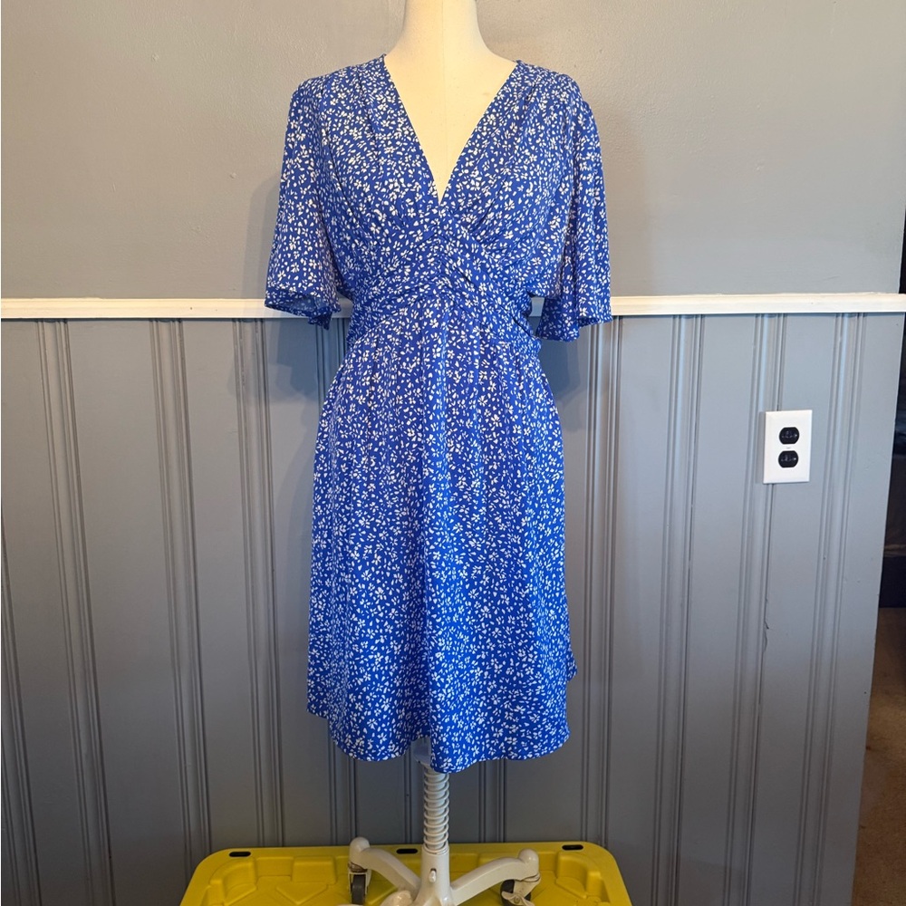 SHEIN Blue Flutter Sleeve Midi Sundress